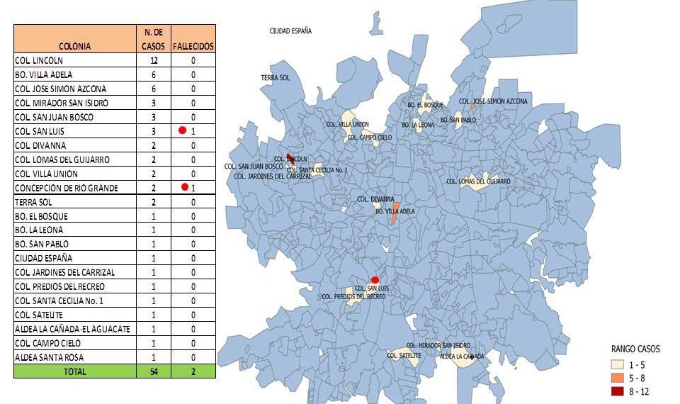 Conoce el mapa de colonias afectadas en Tegucigalpa por COVID19 Radio Cadena Voces