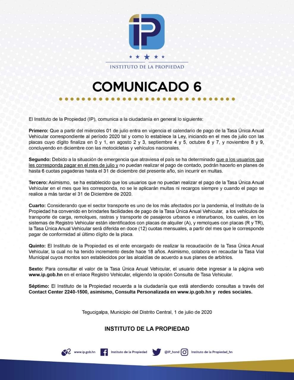 IP: Hoy inicia pago de matrícula vehicular con acceso a cuotas hasta