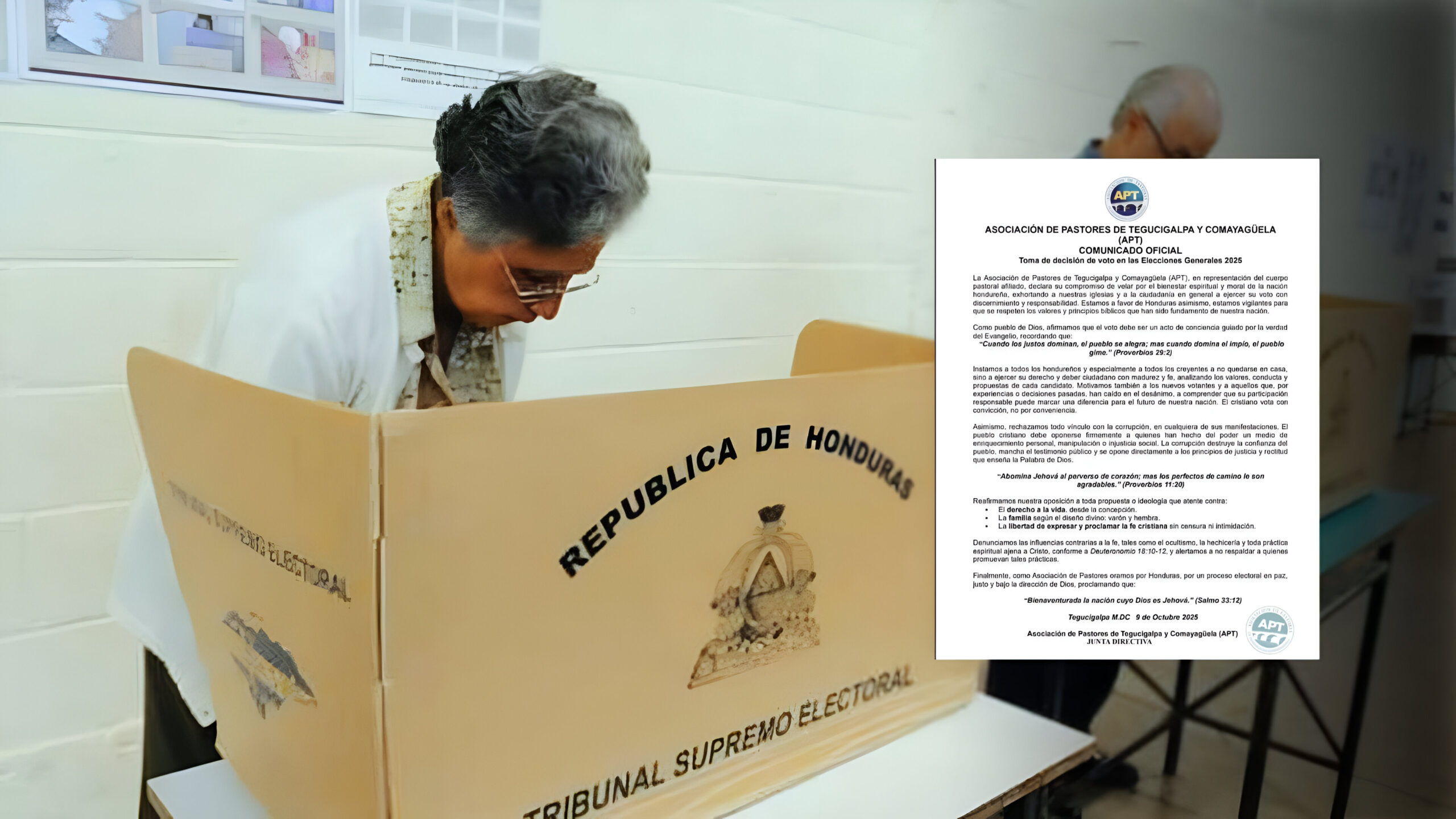APT exhortan a los hondureños a ejercer su voto con conciencia