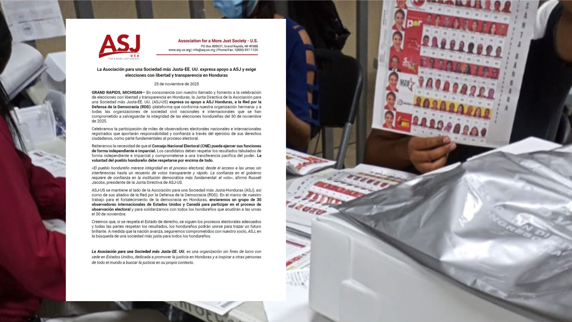 ASJ-Estados Unidos respalda labor de observación y pide respeto a ...